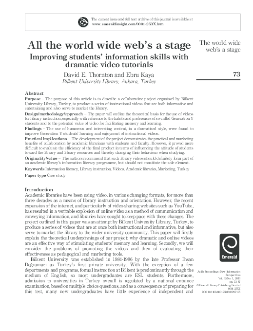 (PDF) All the World Wide Web’s a Stage: Improving Students’ Information ...