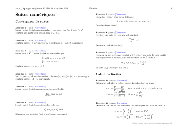 suites extraites exercices corrigés