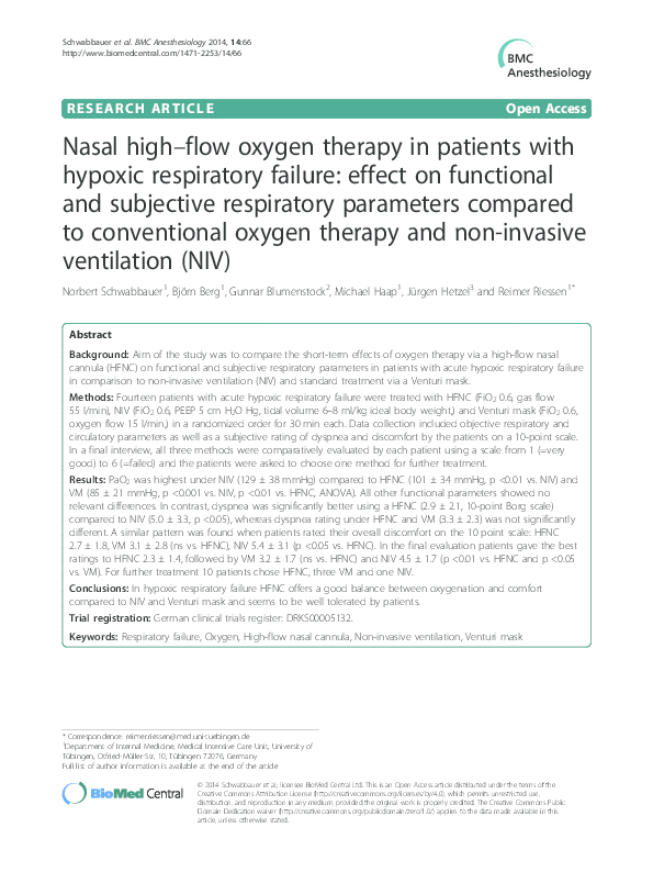 (PDF) Nasal highflow oxygen therapy in patients with hypoxic