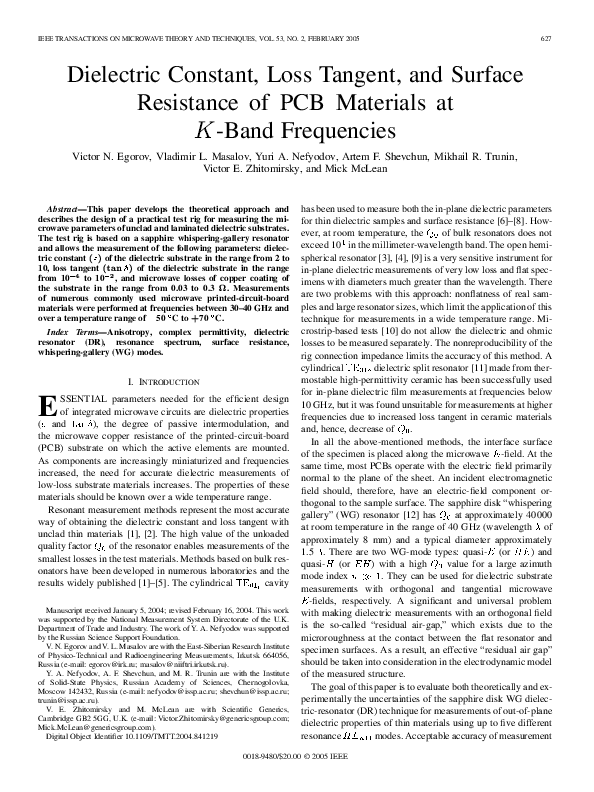 (PDF) Dielectric constant, loss tangent, and surface resistance of PCB ...