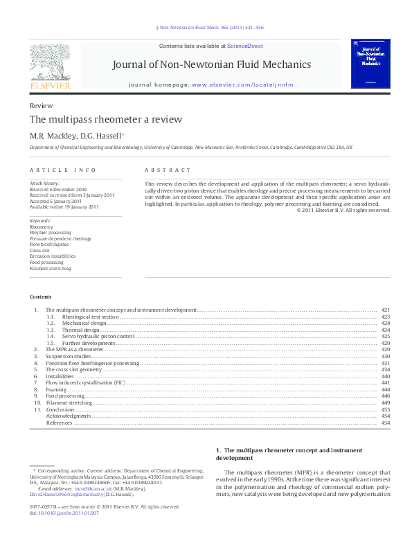 (PDF) The multipass rheometer a review