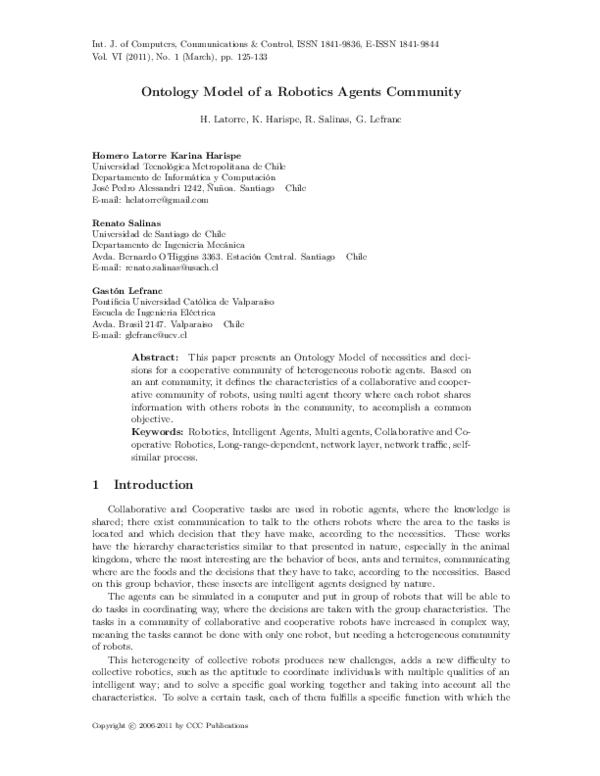 (PDF) Ontology Model of a Robotics Agents Community