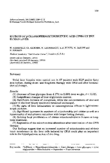 (PDF) Effects of -chlorophenoxyisobutyric acid (CPIB) on the human liver
