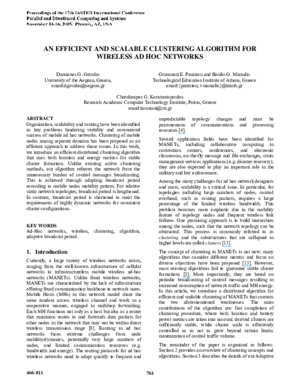 (PDF) An Efficient and Scalable Clustering Algorithm for Wireless Ad ...