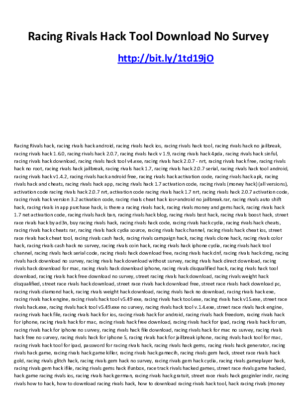 Racing Rivals Hack No Survey For Mac