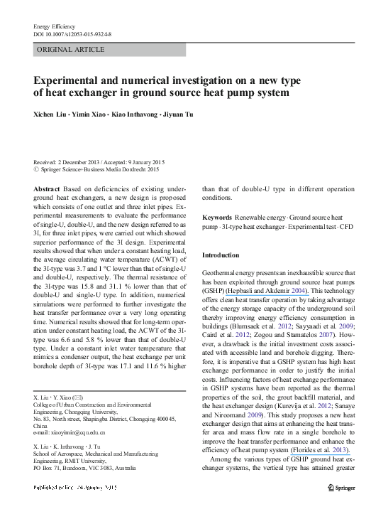 (PDF) Experimental and numerical investigation on a new type of heat ...