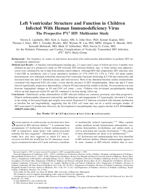(PDF) Left Ventricular Structure and Function in Children Infected With ...
