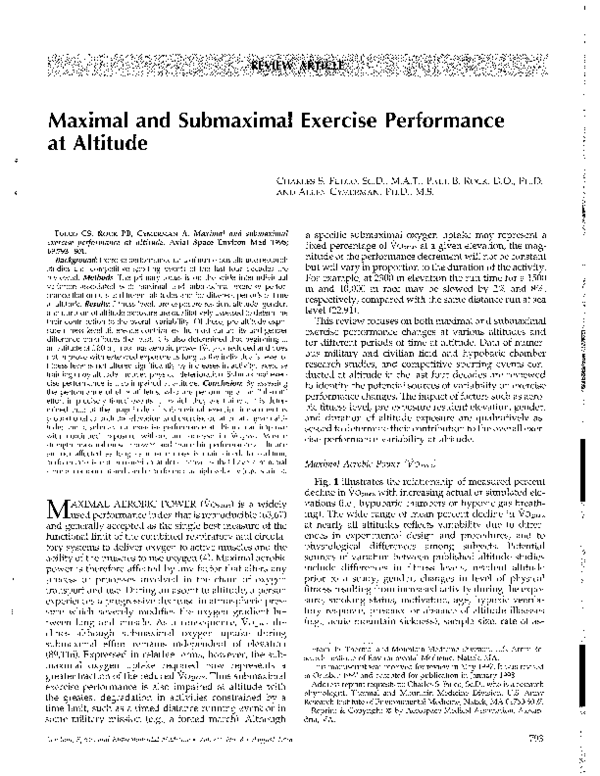 (PDF) Maximal and submaximal exercise performance at altitude