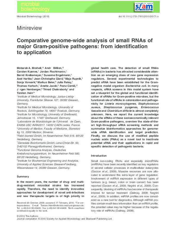 (PDF) Comparative genome-wide analysis of small RNAs of major Gram ...