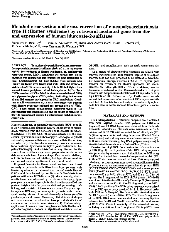 (PDF) Metabolic correction and cross-correction of ...