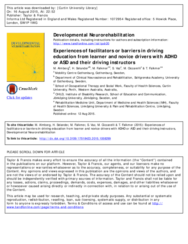 Fresh Look at Pdf Experiences Of Facilitators Or Barriers In Driving Education From