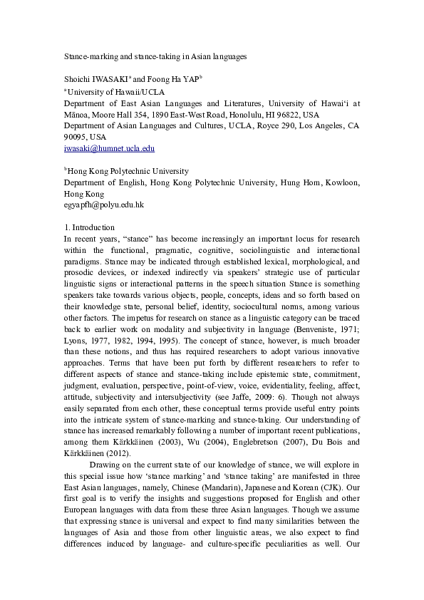 (DOC) Stance-marking and Stance-taking in Discourse