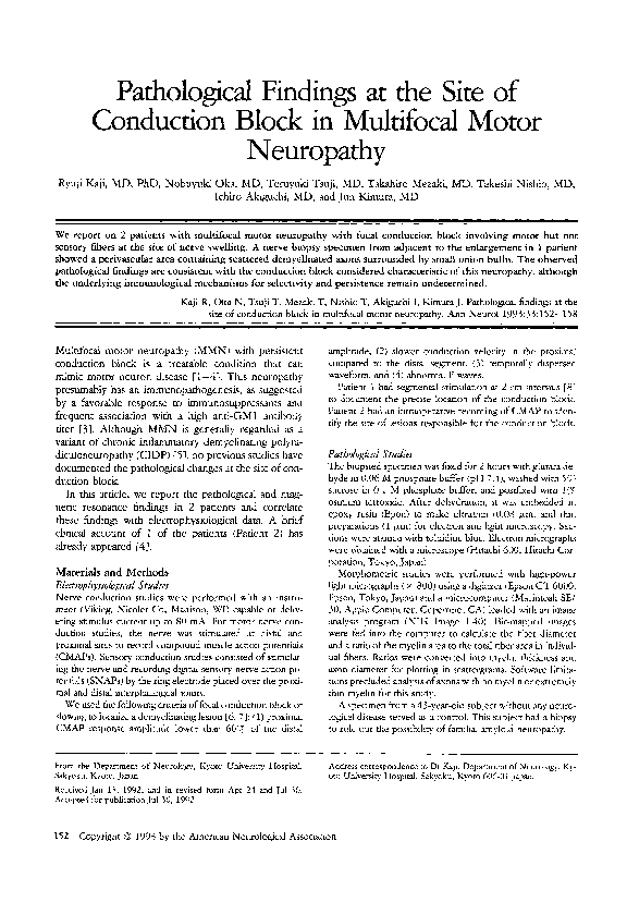(PDF) Pathological findings at the site of conduction block in