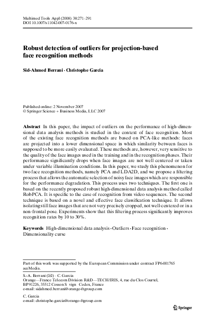 (PDF) Robust detection of outliers for projection-based face ...