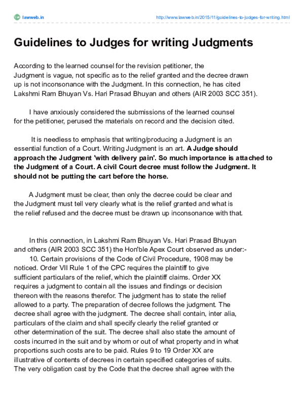 (PDF) Guidelines to Judges for writing Judgments