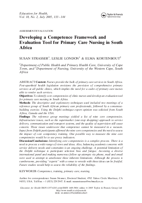 (PDF) Developing a competence framework and evaluation tool for primary ...