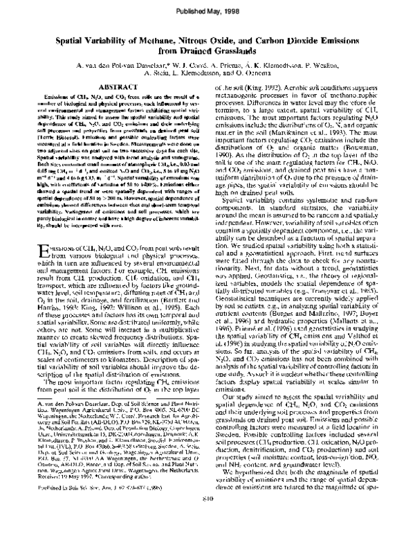 (PDF) Spatial Variability of Methane, Nitrous Oxide, and Carbon Dioxide ...