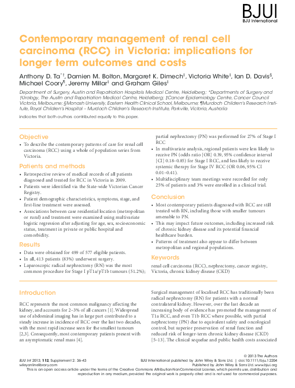 (PDF) Contemporary management of renal cell carcinoma (RCC) in Victoria ...