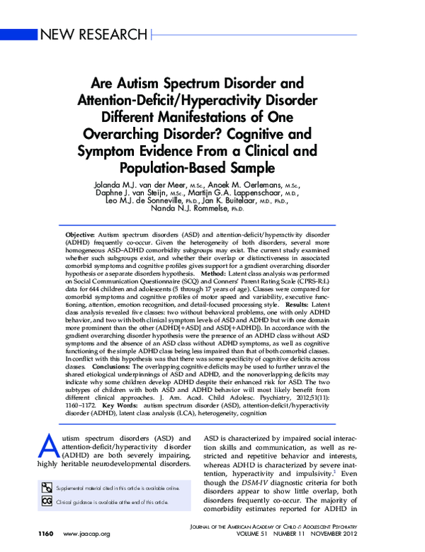 (PDF) Are Autism Spectrum Disorder and Attention-Deficit/Hyperactivity ...
