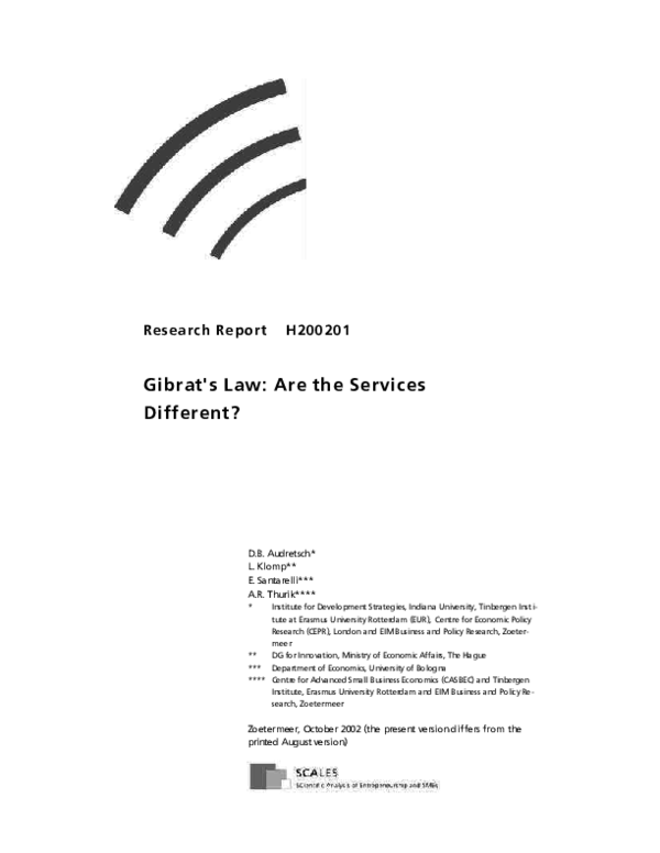 (PDF) Gibrat's Law Are the Services Different? Enrico Santarelli and
