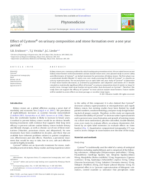 (PDF) Effect of Cystone® on urinary composition and stone formation ...