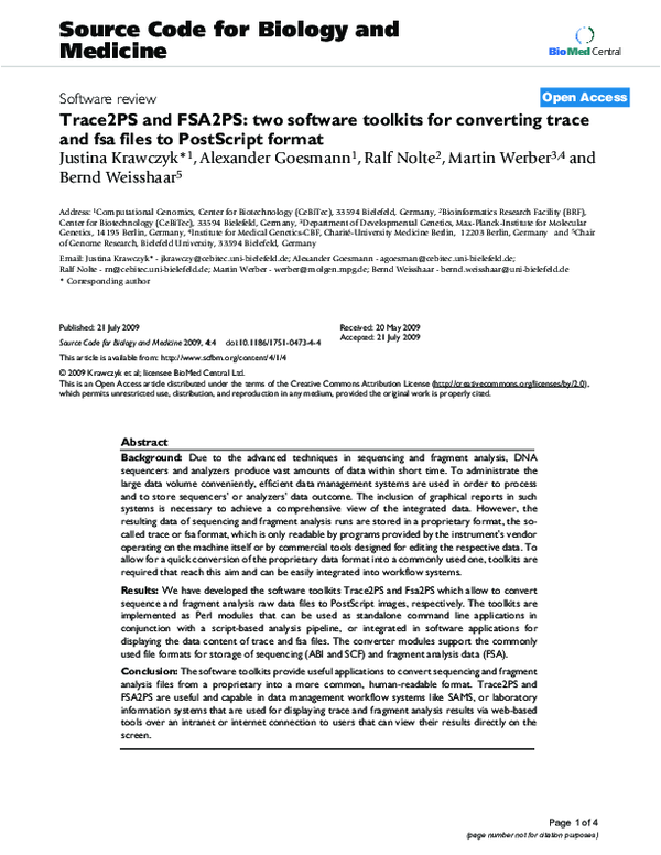 (PDF) Trace2PS and FSA2PS: Two software toolkits for converting trace ...
