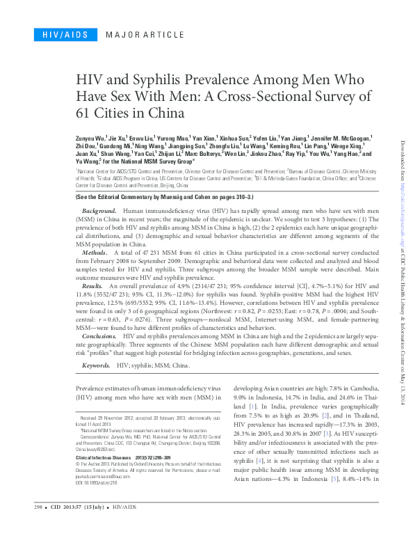 (PDF) HIV and Syphilis Prevalence Among Men Who Have Sex With Men: A ...