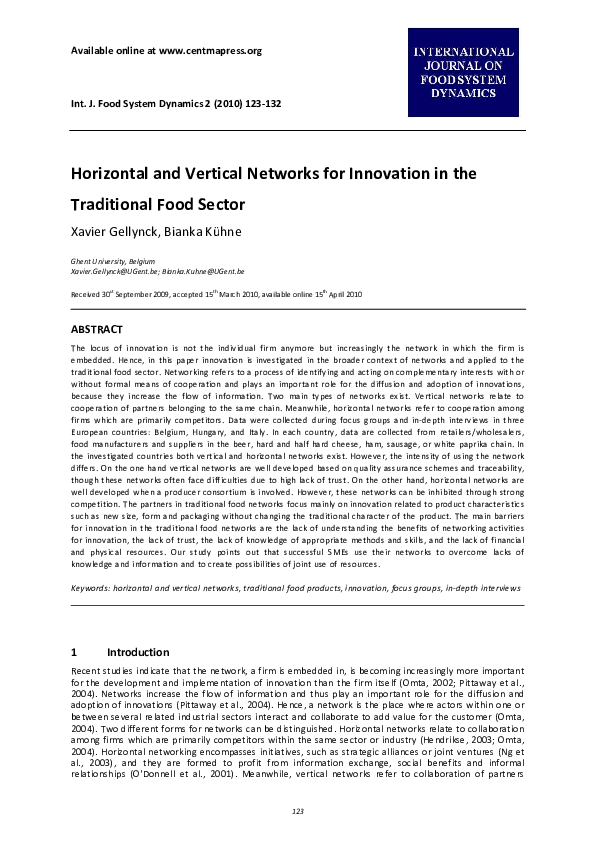 (PDF) Horizontal and Vertical Networks for Innovation in the ...