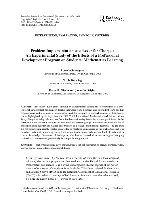 (PDF) Problem Implementation as a Lever for Change: An Experimental ...