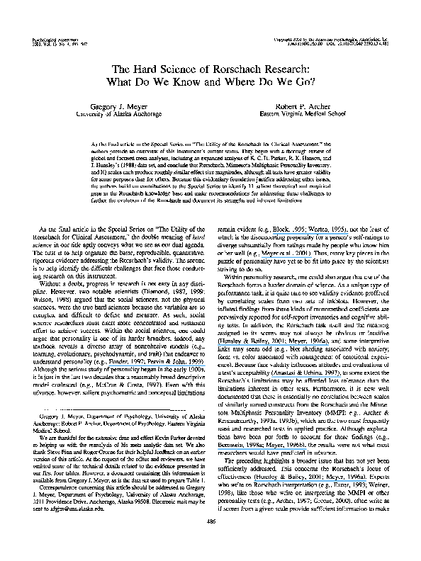 Research on the rorschach inkblot test indicates that it picture