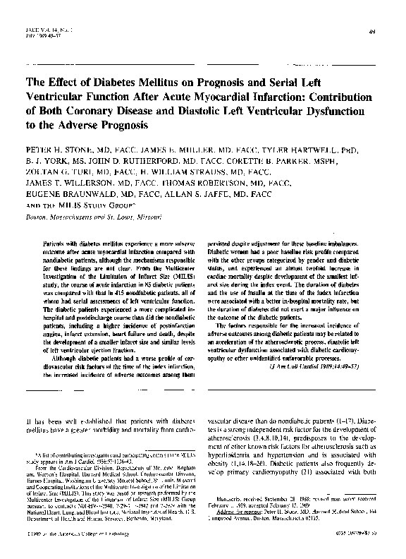 (PDF) The effect of diabetes mellitus on prognosis and serial left ...