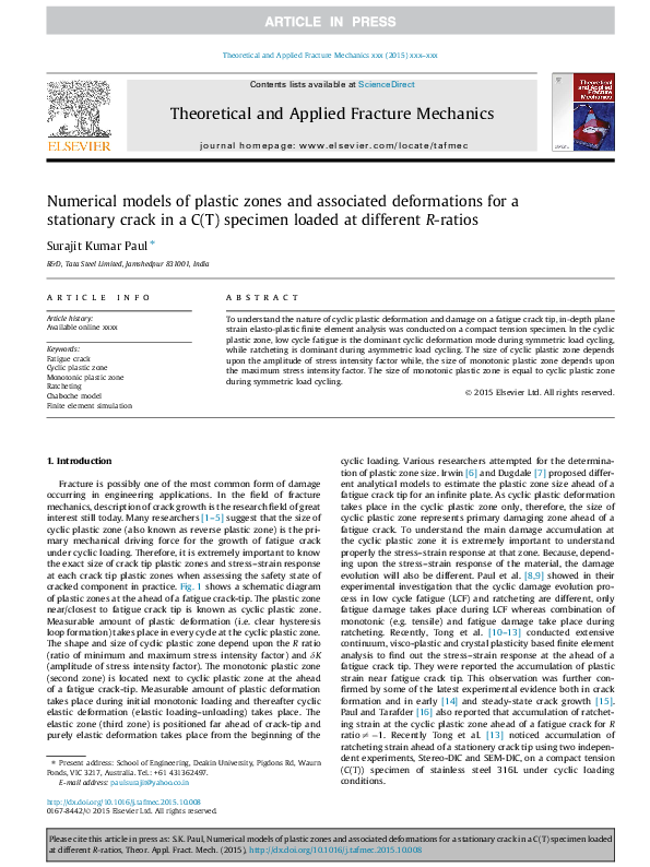 (PDF) Numerical models of plastic zones and associated deformations for ...