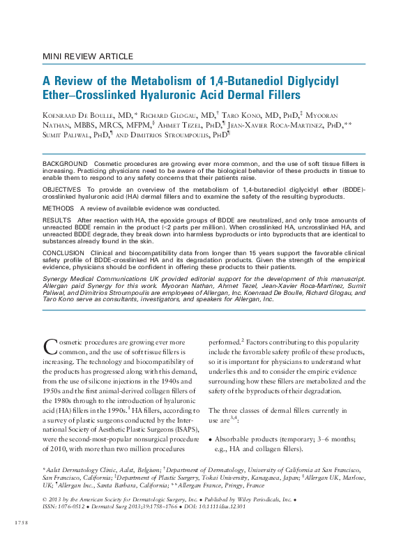 (PDF) A Review of the Metabolism of 1,4-Butanediol Diglycidyl Ether ...