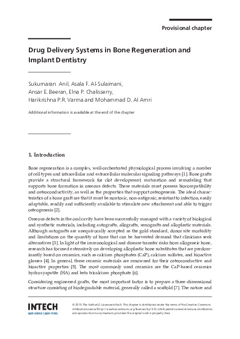 (PDF) Drug Delivery Systems and Bone Regeneration in implant Dentistry