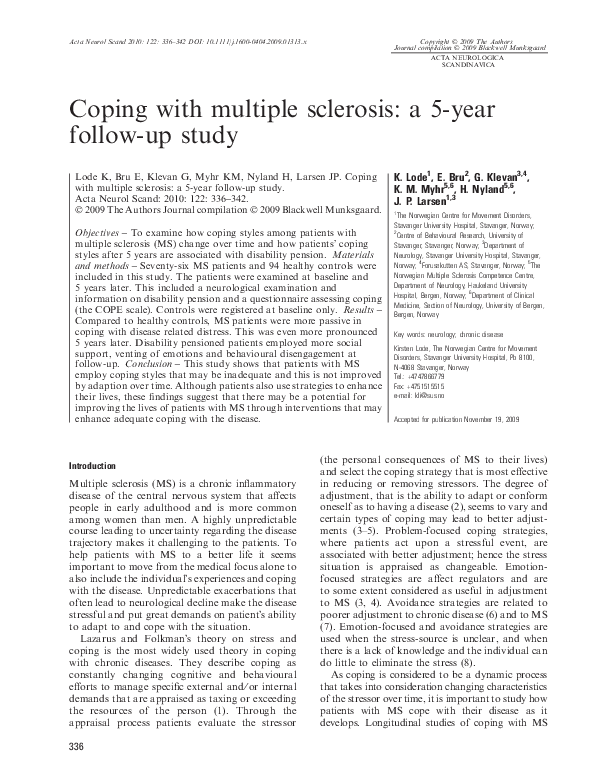 (PDF) Coping with multiple sclerosis: a 5-year follow-up study