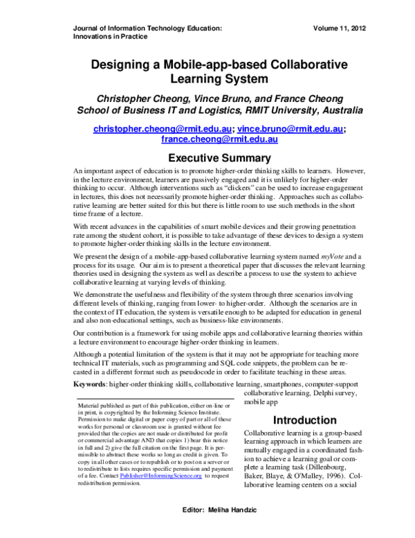 (PDF) Designing a Mobile-app-based Collaborative Learning System