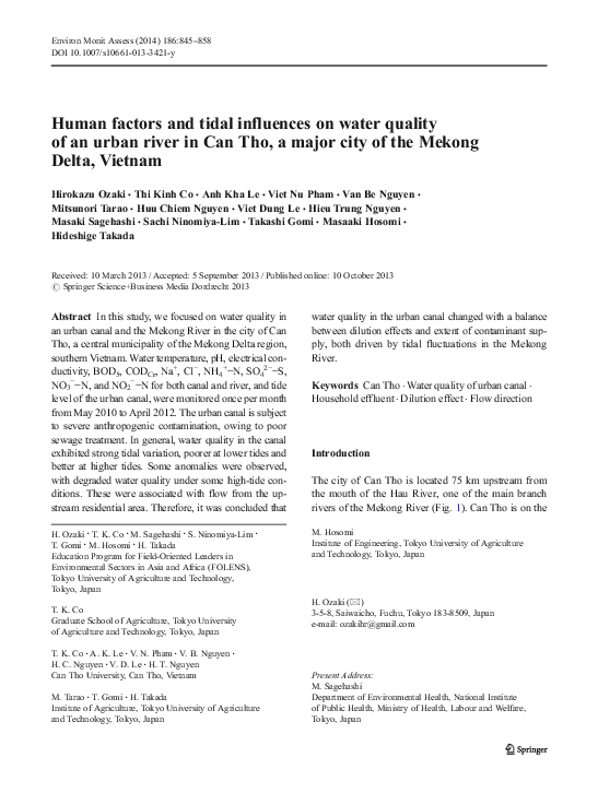 (PDF) Human factors and tidal influences on water quality of an urban ...
