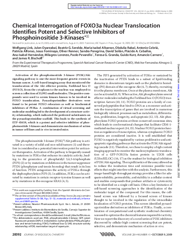 (PDF) Chemical Interrogation of FOXO3a Nuclear Translocation Identifies ...