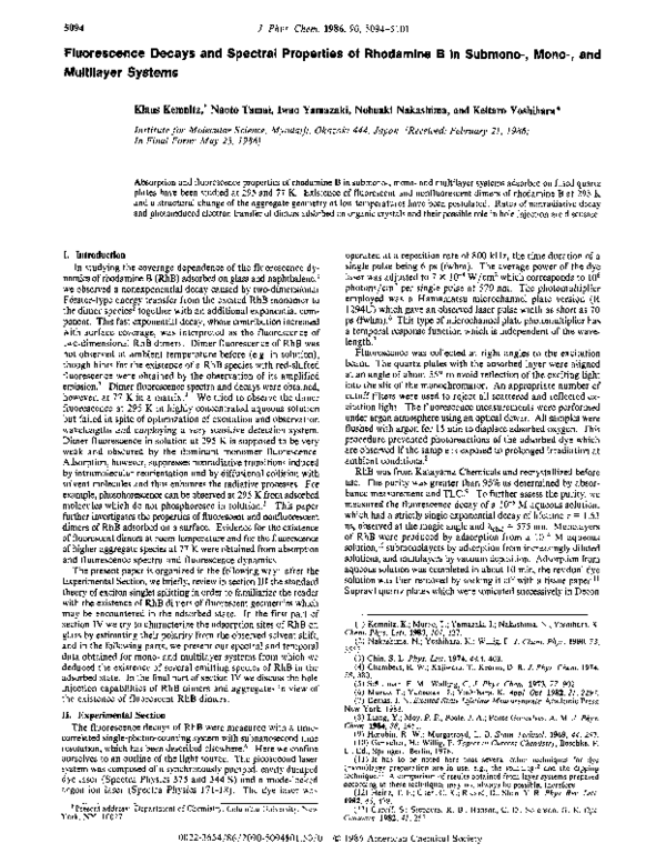 (PDF) Fluorescence decays and spectral properties of rhodamine B in ...