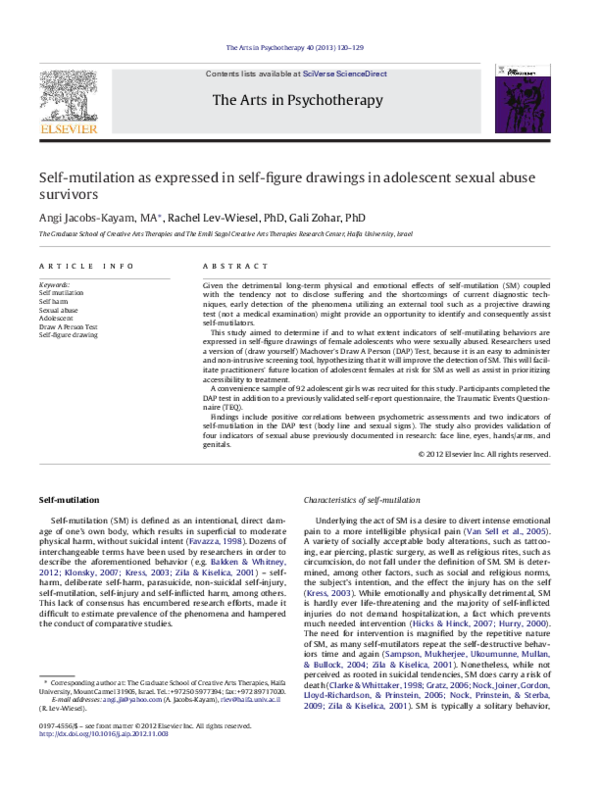 (PDF) Self-mutilation as expressed in self-figure drawings in ...