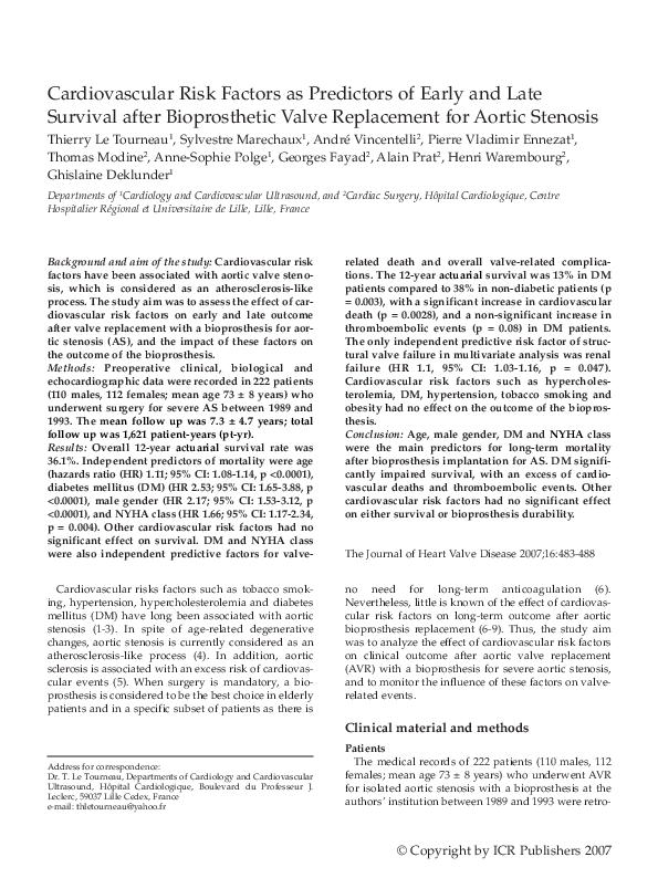 (PDF) Cardiovascular risk factors as predictors of early and late ...