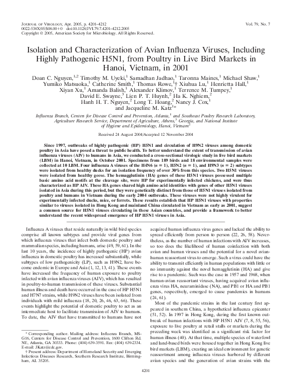 (PDF) Isolation and Characterization of Avian Influenza Viruses ...