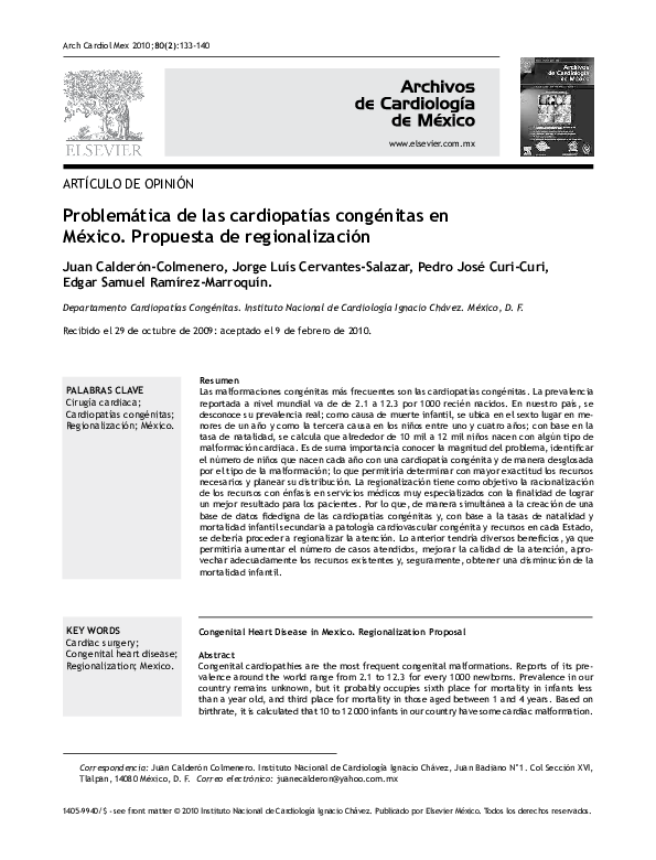 (PDF) [Congenital heart disease in Mexico. Regionalization proposal
