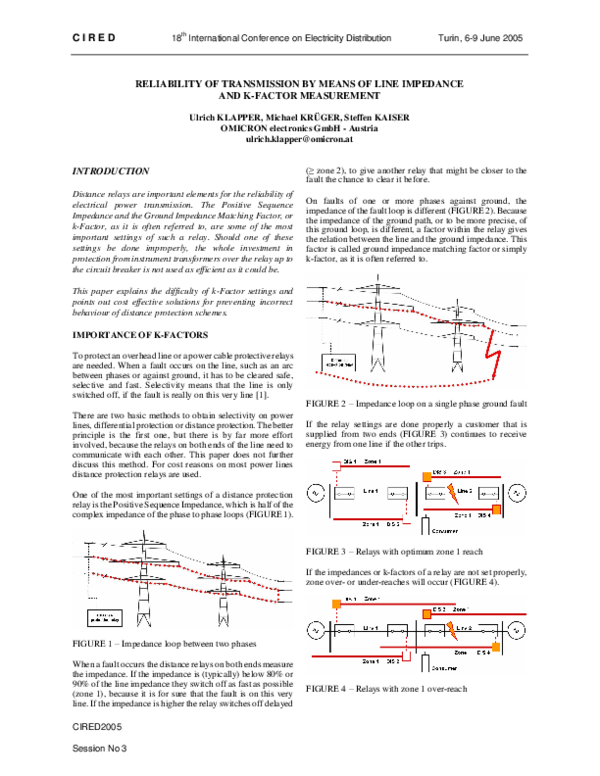 (PDF) Reliability of transmission by means of line impedance and K ...