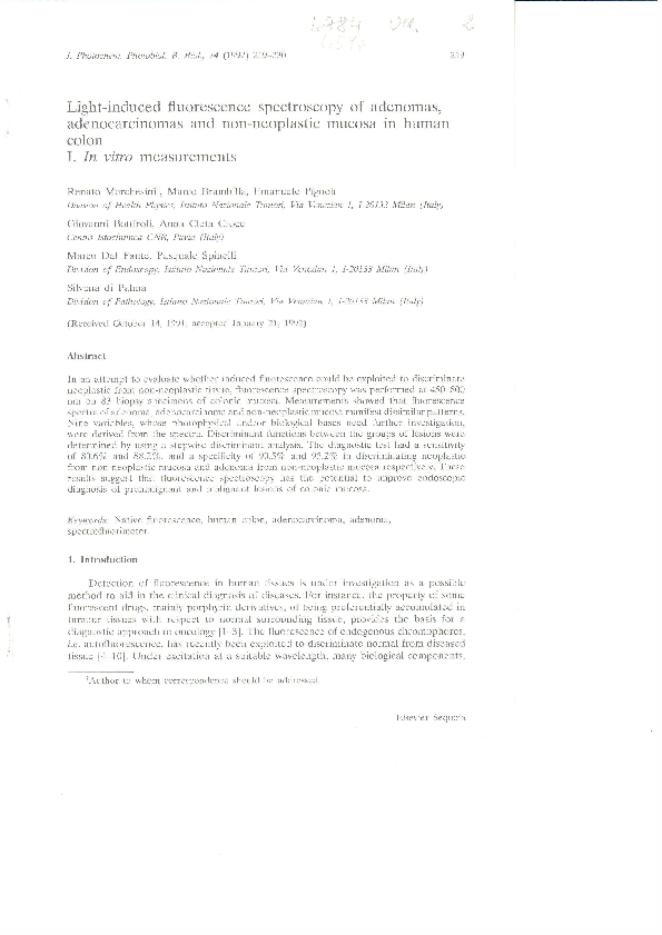 (PDF) Lightinduced fluorescence spectroscopy of adenomas