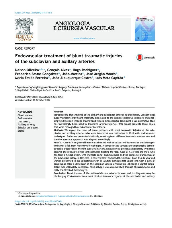(PDF) Endovascular treatment of blunt traumatic injuries of the ...