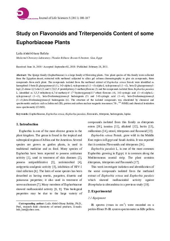 (PDF) Study on Flavonoids and Triterpenoids Content of some ...