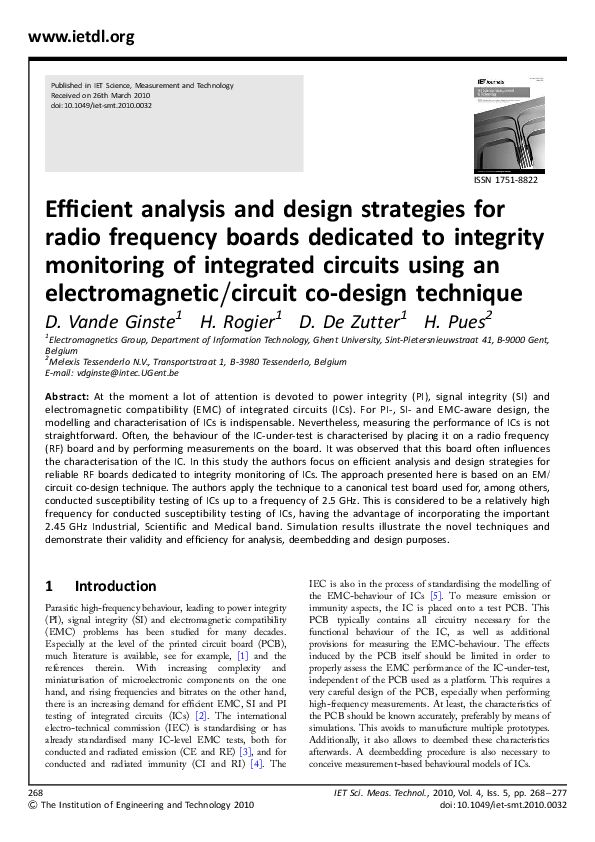 (PDF) Efficient analysis and design strategies for radio frequency ...