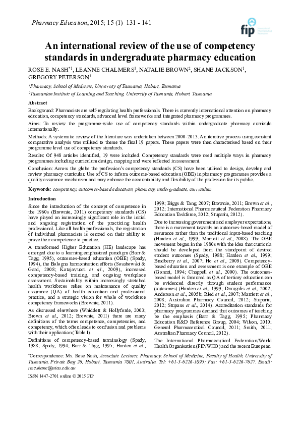 An international review of the use of competency standards in ...