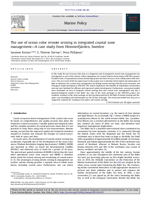(PDF) The use of ocean color remote sensing in integrated coastal zone ...
